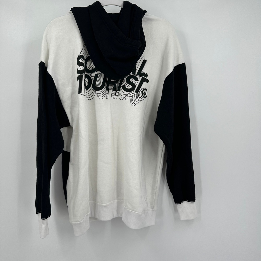 Social Tourist Men Skater Colorblock Graphic Fleece Hoodie Sz M Urban Streetwear - Picture 2 of 9